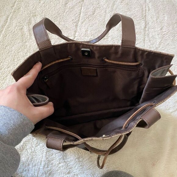 Gucci Canvas Monogram Drawstring Mini Vintage Y2K Tote Bag Purse - Picture 9 of 11